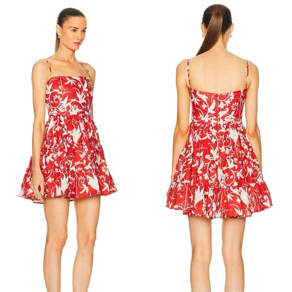 Agua Bendita Lima Maiz Hand‑Embroidered Linen Dress Red Size L - Picture 3 of 11